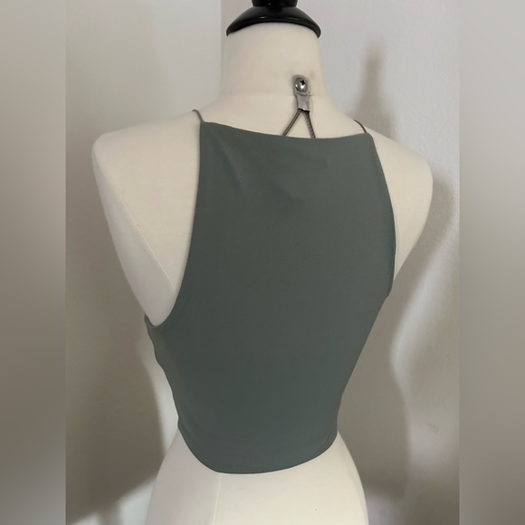 Sage Square Neck Crop Tank Top S - Picture 2 of 5